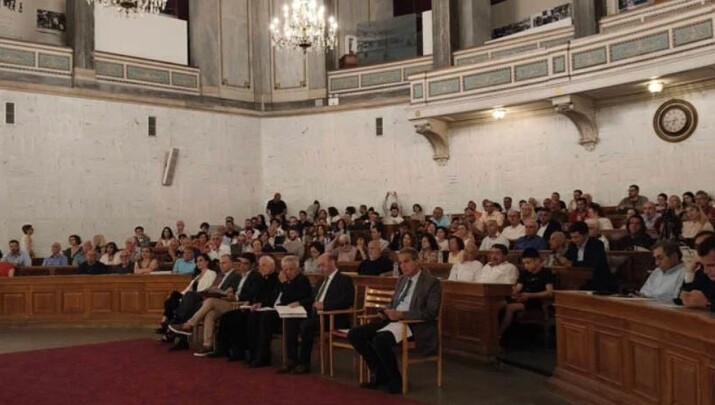 Στιγμιότυπο από την έναρξη του διεθνούς συνεδρίου για τη Γενοκτονία των Ασσυρίων, στο Μέγαρο της Παλαιάς Βουλής (φωτ.: αρχείο Θεοδόση Κυριακίδη)
