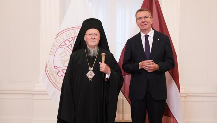 Ο Οικουμενικός Πατριάρχης με τον Πρόεδρο της Λετονίας - Φωτογραφία: Romfea.gr