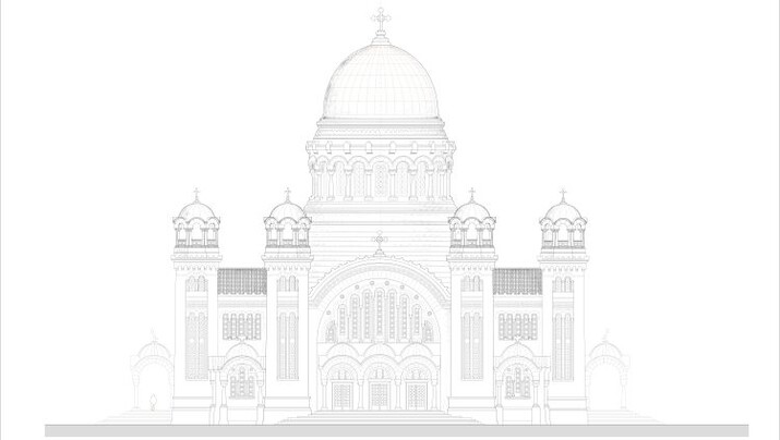 Αρχιτεκτονική Αποτύπωση του νέου Ιερού Ναού Αγίου Ανδρέου στην Πάτρα - Φωτογραφία: ΕΟΔ