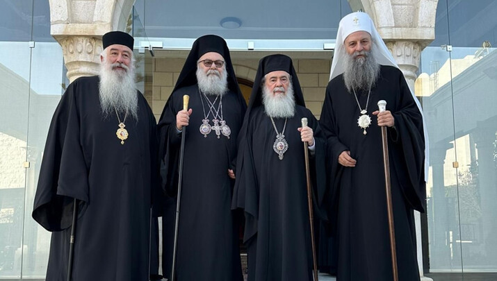Οι Πατριάρχες Ιεροσολύμων, Αντιοχείας και Σερβίας στην Ιορδανία - Φωτογραφία: Romfea.gr