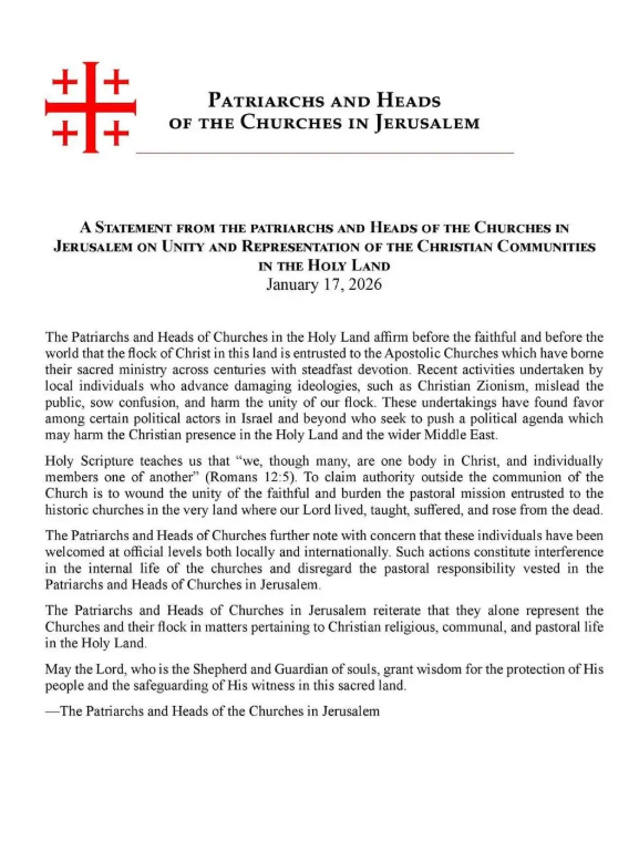 Ο “Χριστιανικός Σιωνισμός” διασπά την ενότητα και την αποστολή στους Αγίους Τόπους фото 1
