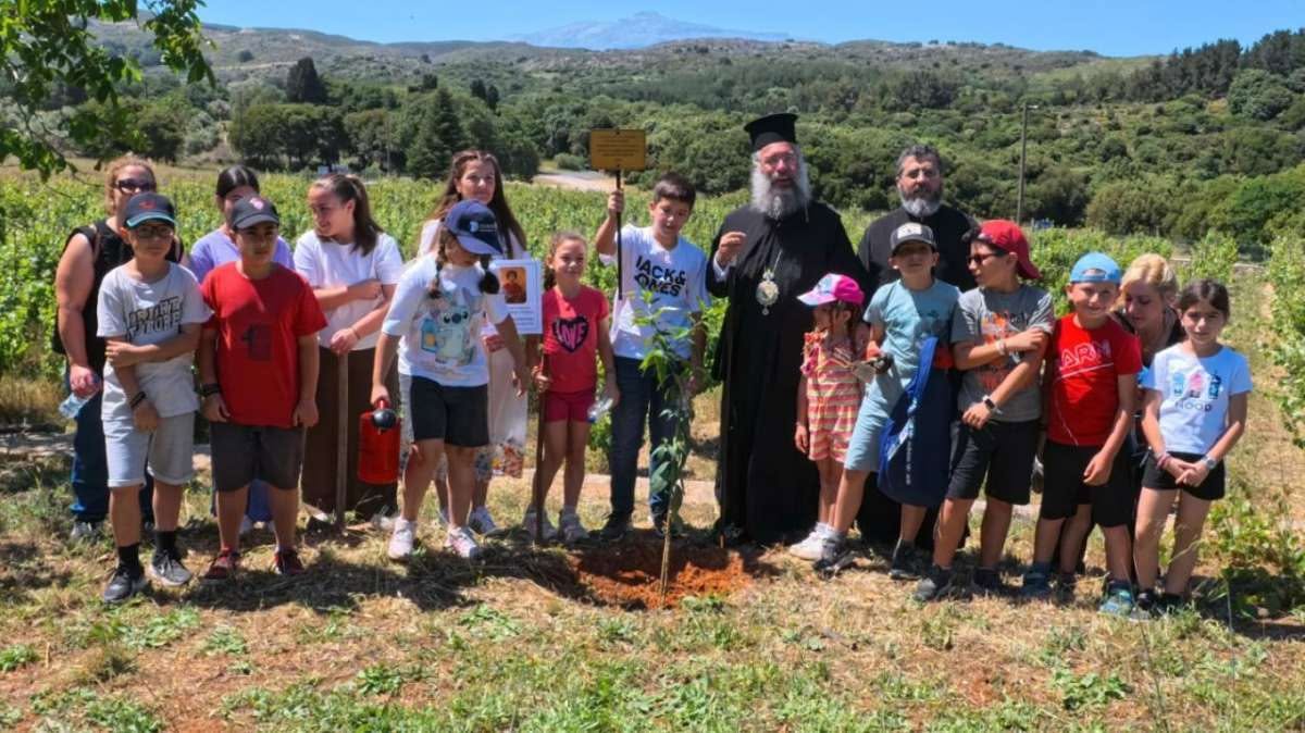Δενδροφύτευση από παιδιά κατηχητικών στη Μονή Αρκαδίου στο Ρέθυμνο - μια φωτογραφία 7